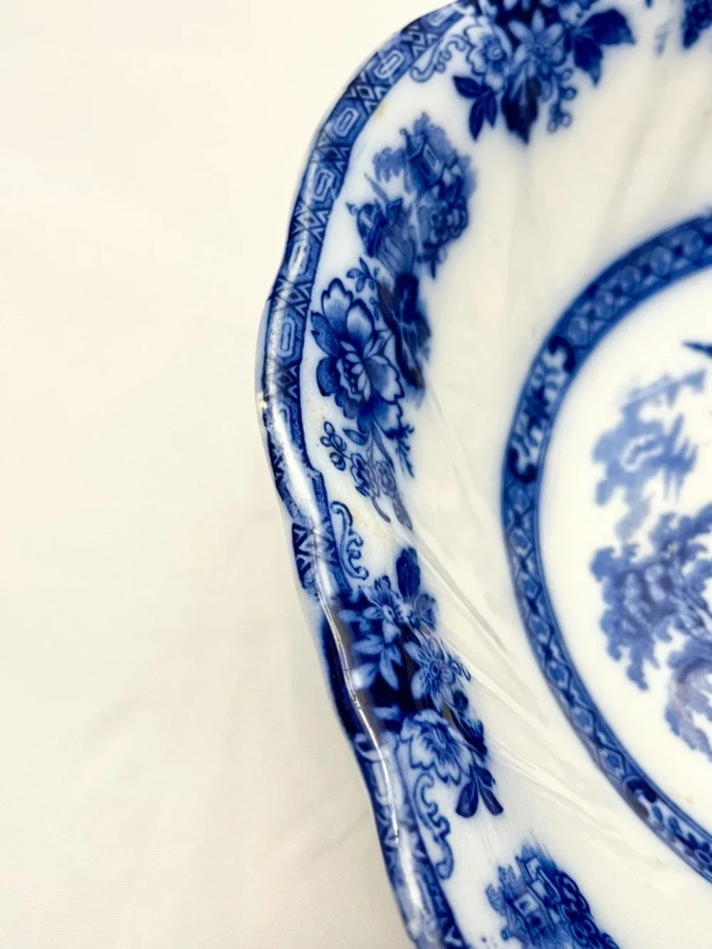 Royal Doulton Burslem Blue Flow Porcelain Bowl, Madras Pattern, Antique EUC